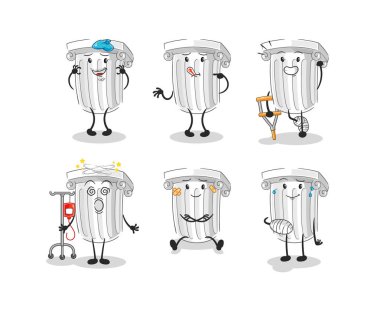 Romalı hasta grup karakteri. karikatür maskotu vektosu