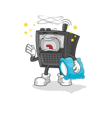 Telsiz sesi esneme karakteri. karikatür maskotu vektosu