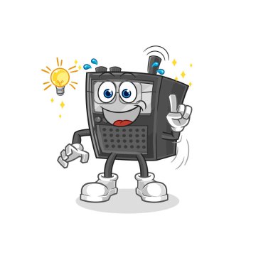 Telsizin aklına bir fikir karikatürü geldi. maskot vektosu