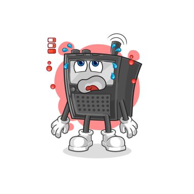 Telsiz düşük batarya maskotu. çizgi film vektosu