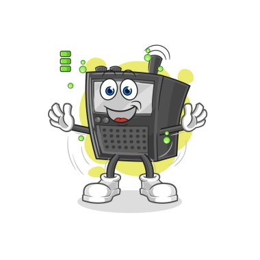 Telsiz, tam batarya karakteri. karikatür maskotu vektosu