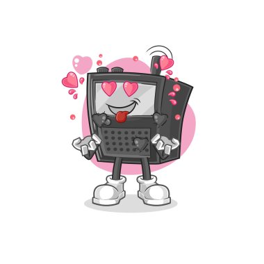 Walkie Talkie Fallin aşk vektörü. karikatür