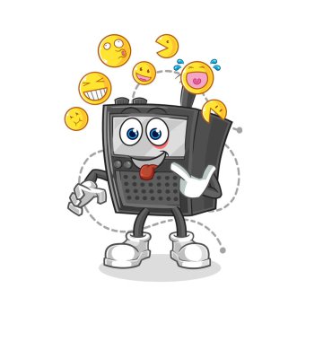 Telsiz sesli kahkaha ve alaycı karakter. karikatür maskotu vektosu