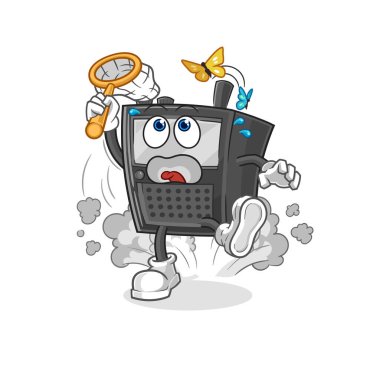 Telsiz kelebek resimlerini yakalıyor. karakter vektosu