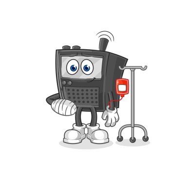 IV Illustrasyon 'daki telsiz hastasıymış. karakter vektosu