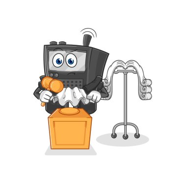 Telsiz yargıcının elinde tokmak var. karakter vektosu