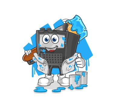 Telsiz sesli ressam illüstrasyonu. karakter vektosu