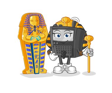 Walkie Talkie Antik Mısır karikatürü. karikatür maskotu vektosu