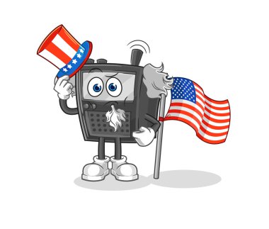 Telsiz sesli Sam Amca karakteri. karikatür maskotu vektosu