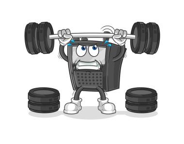 Halter karakterini kaldıran telsiz sesi. karikatür maskotu vektosu