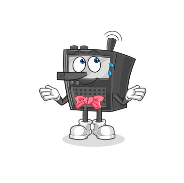 Telsiz, Pinokyo karakteri gibi yalan söylüyor. karikatür maskotu vektosu