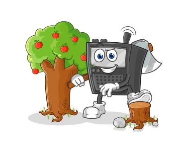 Telsiz sesli Carpenter çizimi. karakter vektosu