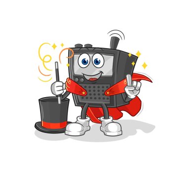 Telsiz sesli sihirbaz illüstrasyonu. karakter vektosu