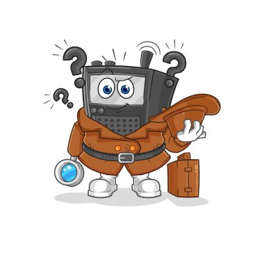 Telsiz sesli dedektif vektörü. karikatür