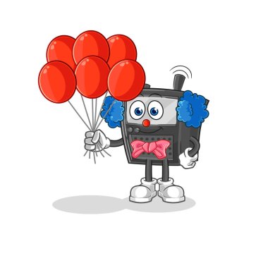 Balon vektörlü telsiz palyaçosu. karikatür