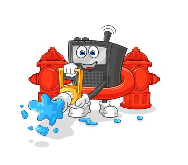 Telsiz sesli itfaiyeci vektörü. karikatür