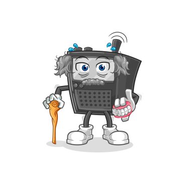 Telsiz beyaz saçlı, yaşlı adam. karakter vektosu