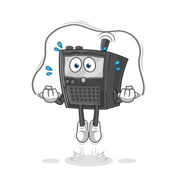 Telsiz talkie ip atlama egzersizi. karakter vektosu