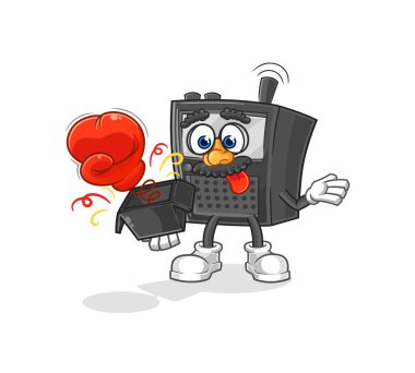 Kutudaki telsiz şakası eldiveni. çizgi film maskotu