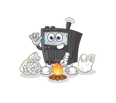 Telsiz, lokum kızartıyordu. karikatür maskotu vektosu