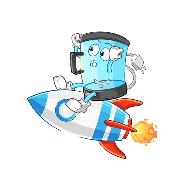 Blender Rijden Een Raket Cartoon Mascotte Vecto — Stockvector