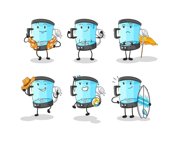 Blender plaj tatili seti karakteri. karikatür maskotu vektosu