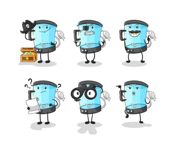 搅拌器海盗组的角色 卡通吉祥物矢量 — 图库矢量图片
