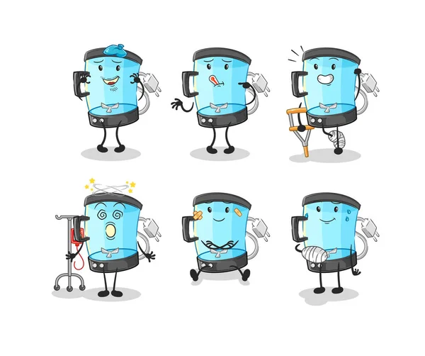 Hasta blender grubu karakteri. karikatür maskotu vektosu