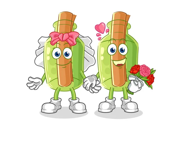 Uzun zamandır maskotluk yapan şişedeki mesaj. çizgi film vektosu