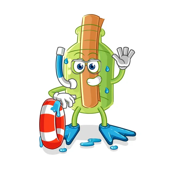 Mensaje Una Botella Dar Regalos Mascota Dibujos Animados Vecto — Vector de stock