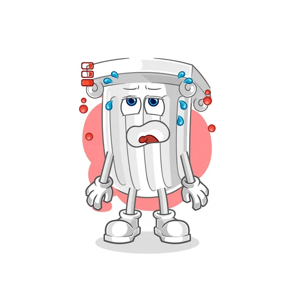 Roman Pillar Low Battery Mascot Cartoon Vecto — Stock Vector