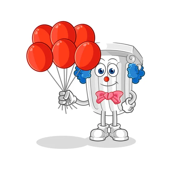 Roman Pillar Clown Balloons Vector Cartoon Characte — Stock Vector
