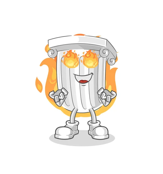 Roman Pillar Fire Mascot Cartoon Vecto — Stock Vector