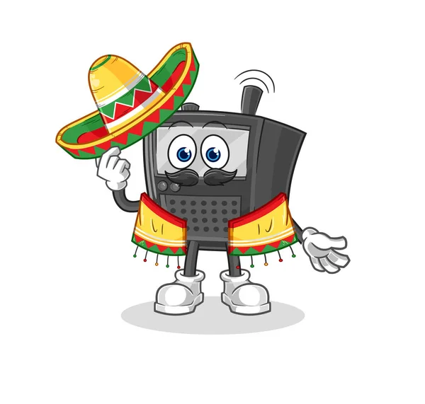 Walkie Talkie Cultura Mexicana Bandera Mascota Dibujos Animados Vecto — Archivo Imágenes Vectoriales