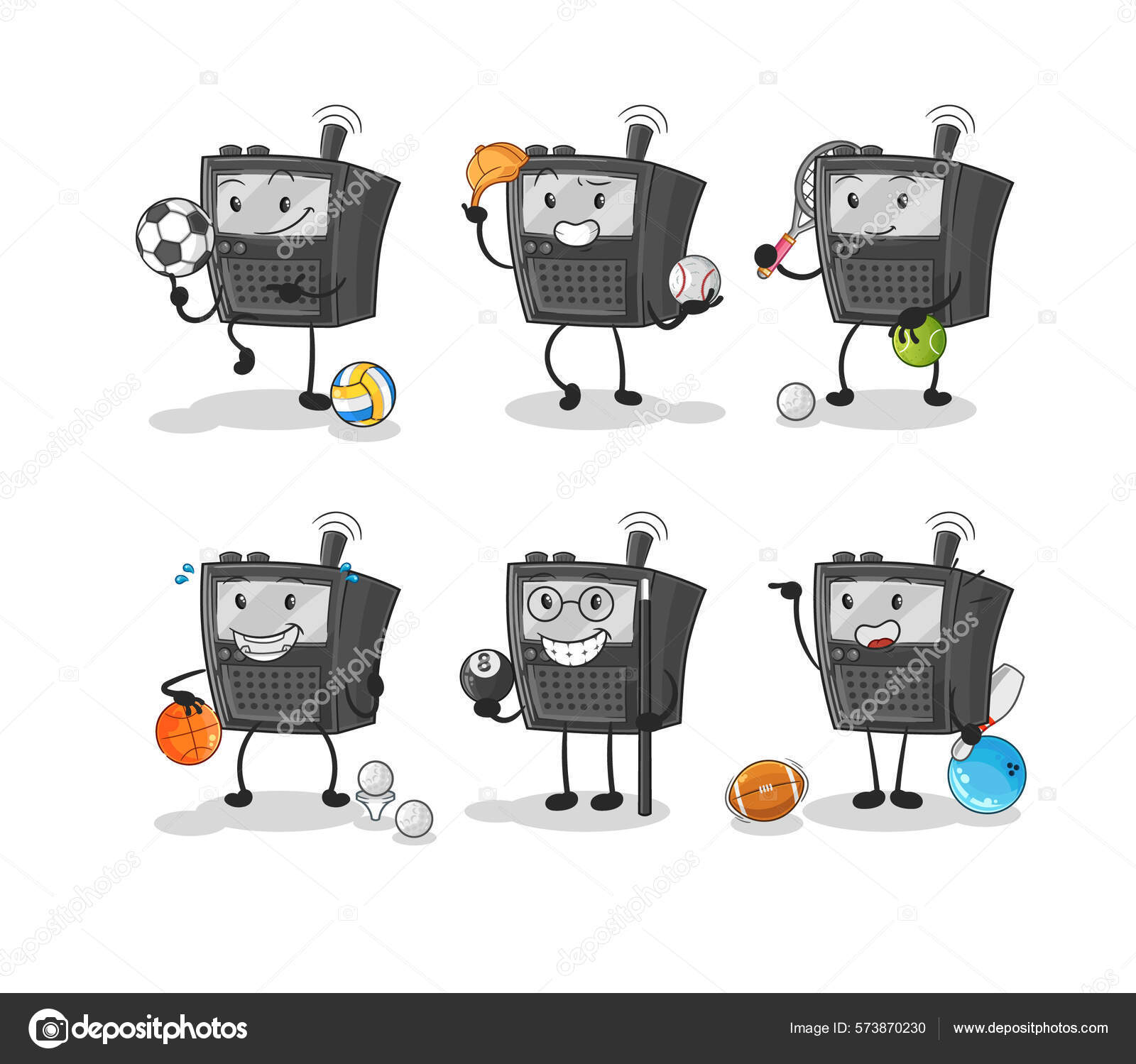Walkie Talkie Sport Set Character Cartoon Mascot Vecto Stock Vector Image by ©.com #573870230 Walkie Talkie Sport Set Character Cartoon Mascot Vecto Stock Vector Image by ©.com #573870230