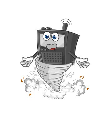 Kasırga çizgi film karakteri vecto 'daki telsiz.