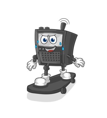 Kaykay süren telsiz karakteri vekto.