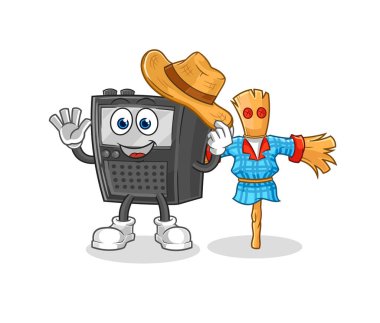 Korkuluk çizgi film karakteri vektosu olan telsiz.