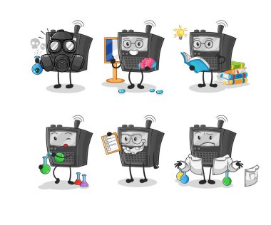 Telsiz bilimci grup karakteri. karikatür maskotu vektosu