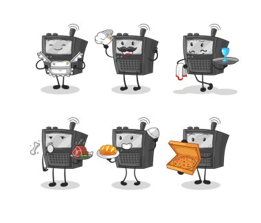 Walkie Talkie Restoran Grubu karakteri. karikatür maskotu vektosu
