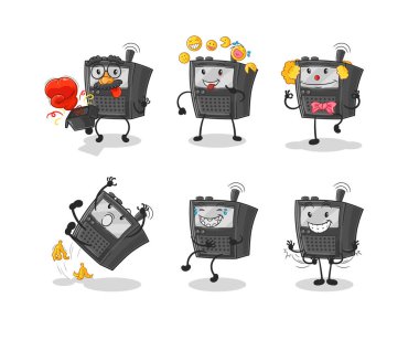 Telsiz komedisi karakteri oluşturdu. karikatür maskotu vektosu