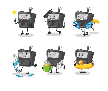 Telsiz sesli tatil karakteri. karikatür maskotu vektosu