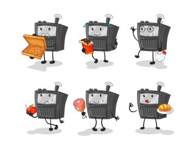 Walkie Talkie Food karakterini belirledi. karikatür maskotu vektosu