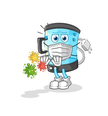 Blender virüsleri reddediyor. karikatür maskotu vektosu