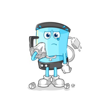 Blender peçeteyle bağırıyor. karikatür maskotu vektosu