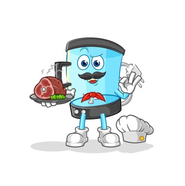 Et maskotlu blender şefi. çizgi film vektosu