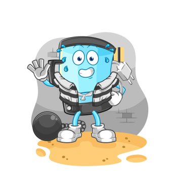 Hapisteki blender suçlusu. karikatür