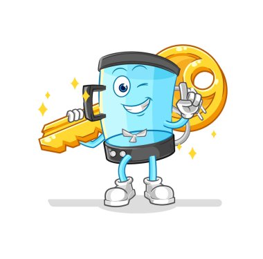 Blender anahtar maskotu taşıyor. çizgi film vektosu