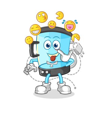 Blender gülüşü ve taklitçi karakter. karikatür maskotu vektosu
