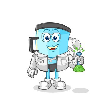 Blender bilim adamı karakteri. karikatür maskotu vektosu